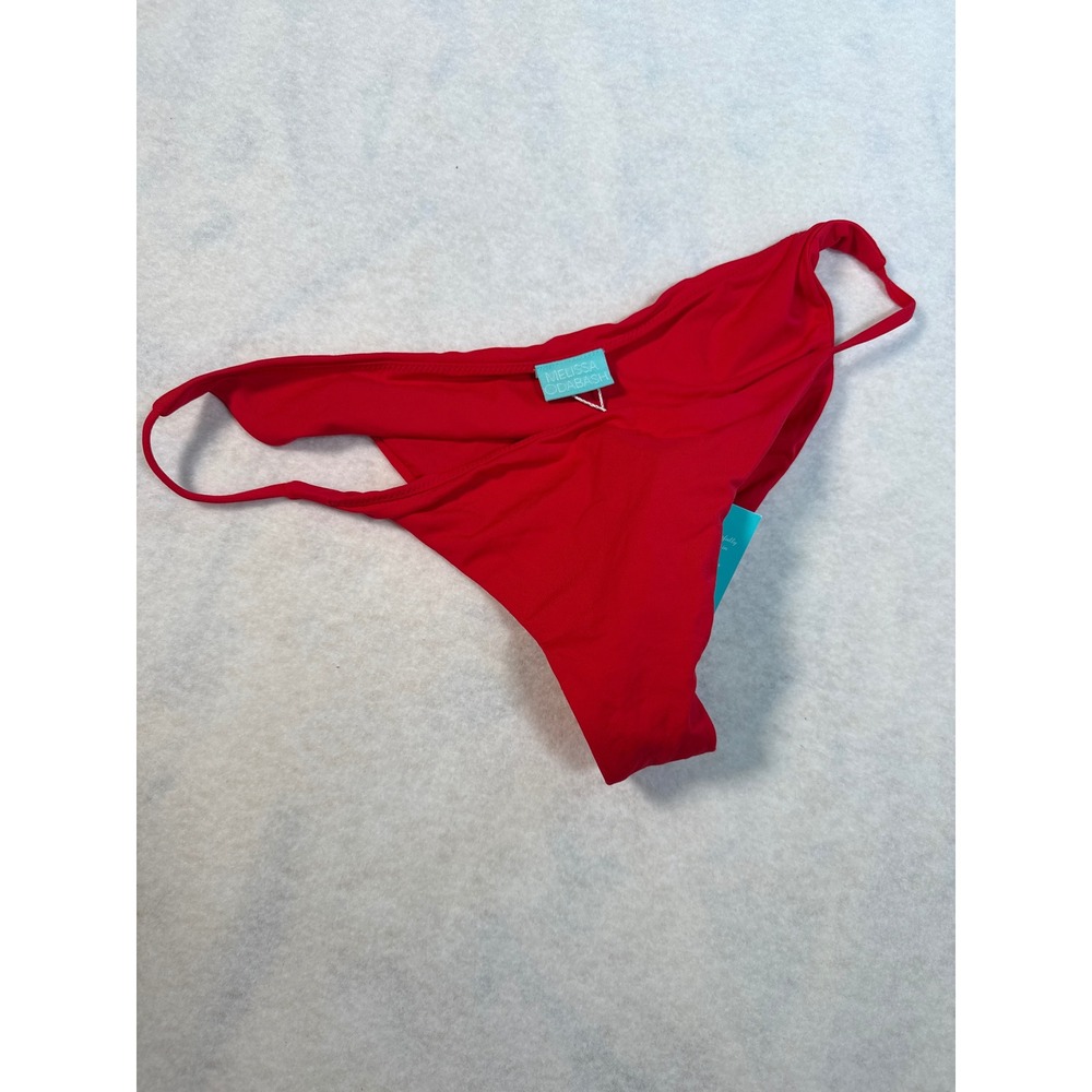 Melissa Odabash Elba Red Bikini Bottom Low‎ Rise Side Strap Swimwear Size 48 NEW